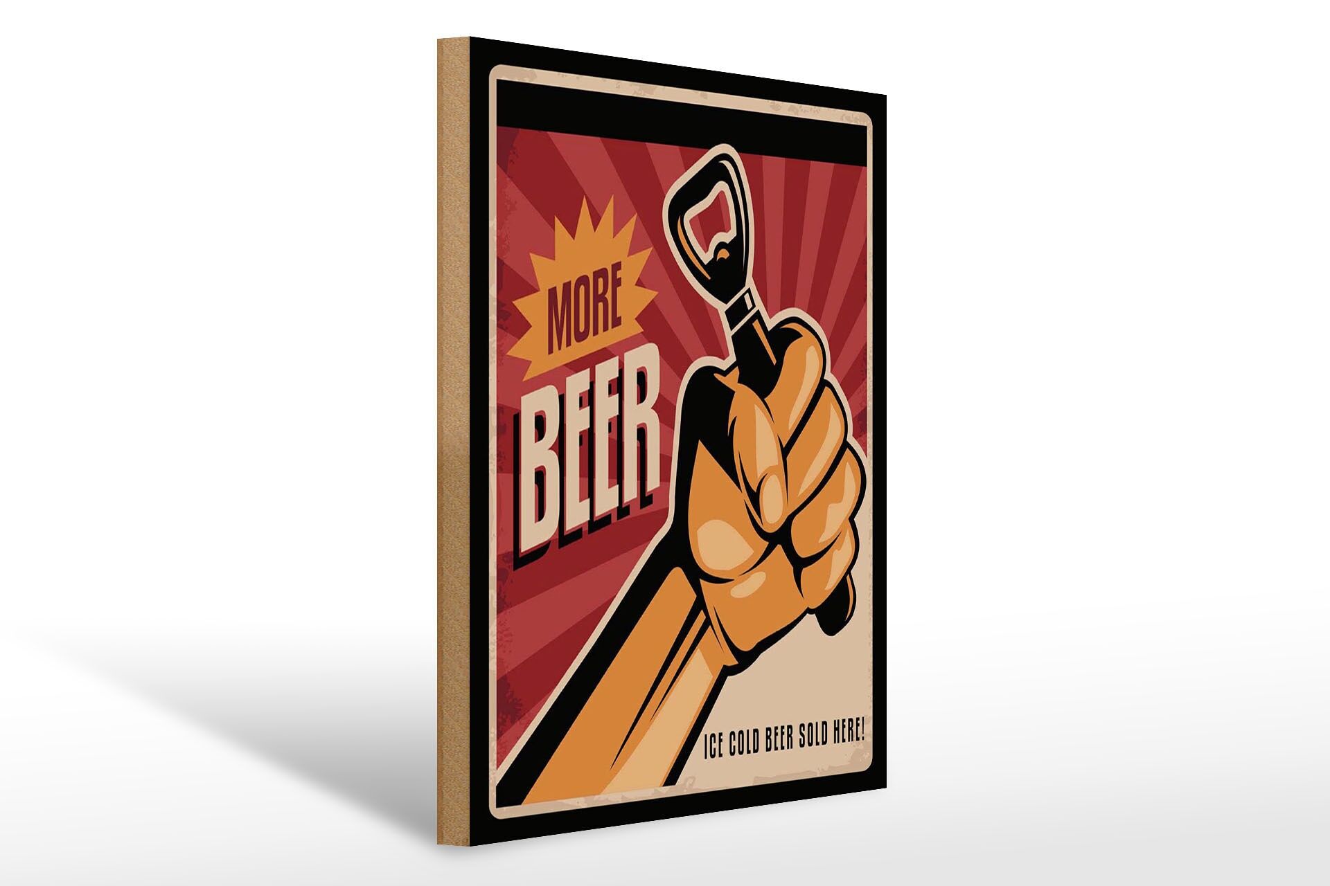 Letrero publicitario de madera 30x40 cm Más Cerveza helada se vende aquí Letrero decorativo