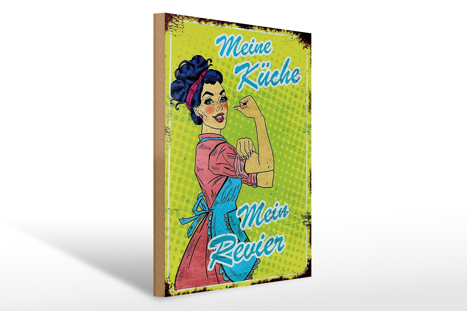 Letrero de madera con frase, 30x40 cm, "Mi cocina, mi territorio", cartel decorativo retro.