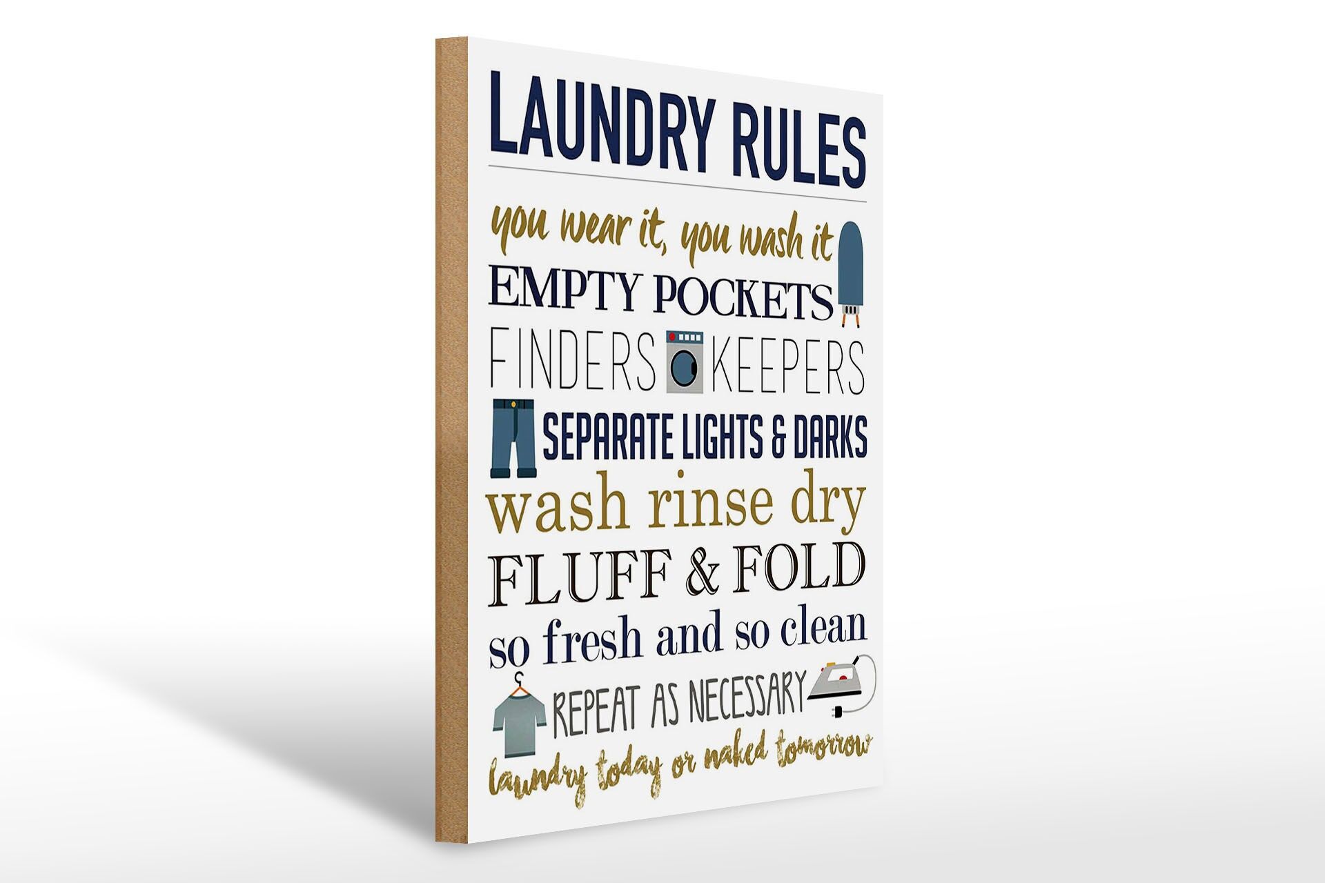 Letrero de madera con frase, 30x40 cm: "Reglas de jardinería"