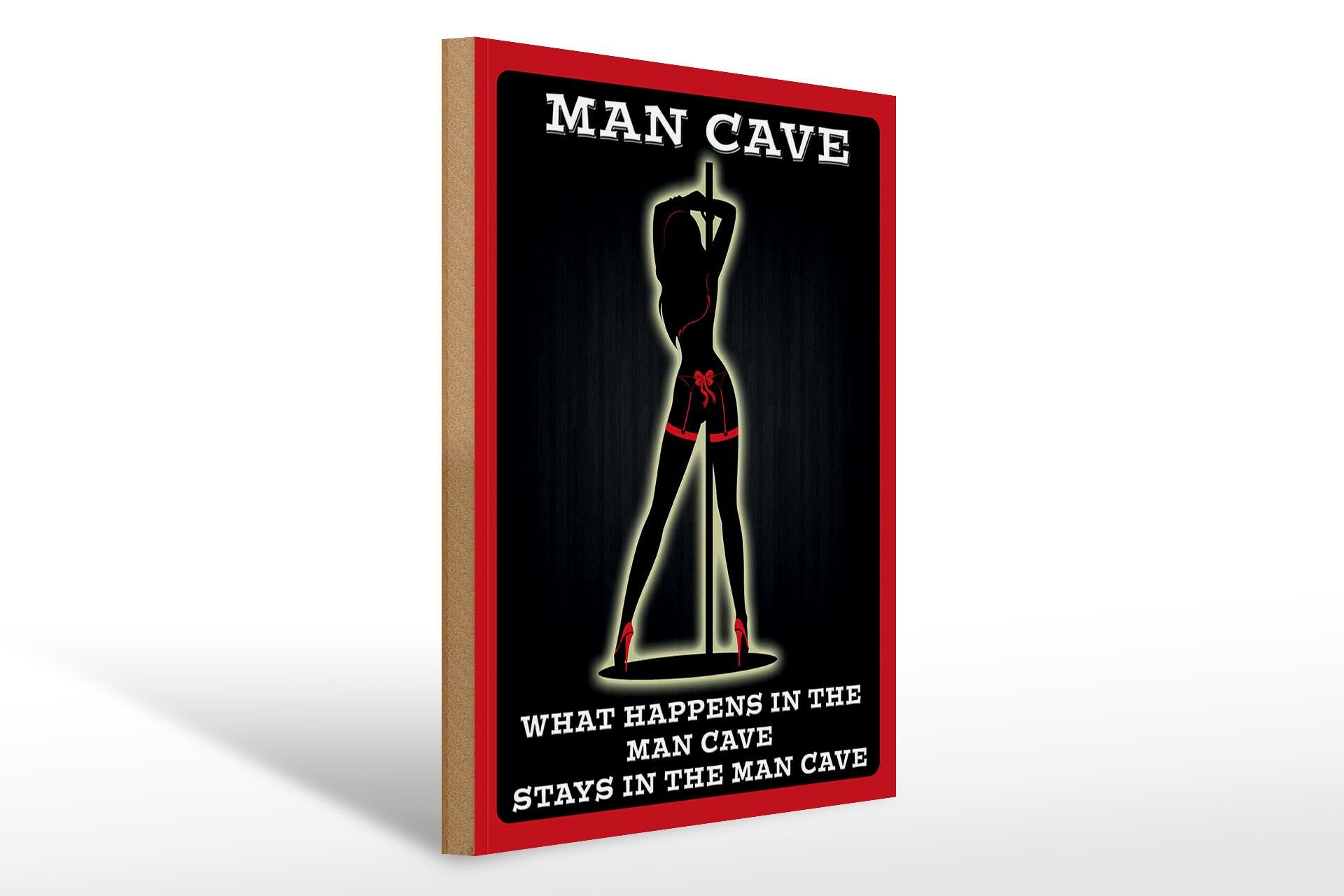 Letrero de madera con frase, 30x40 cm, Man cave stripper, letrero decorativo