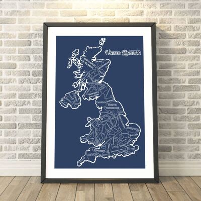 UK County Map Print__A3