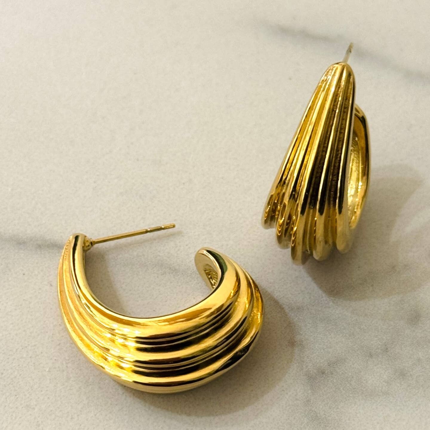 Fundi Stainless Steel Striped Earrings