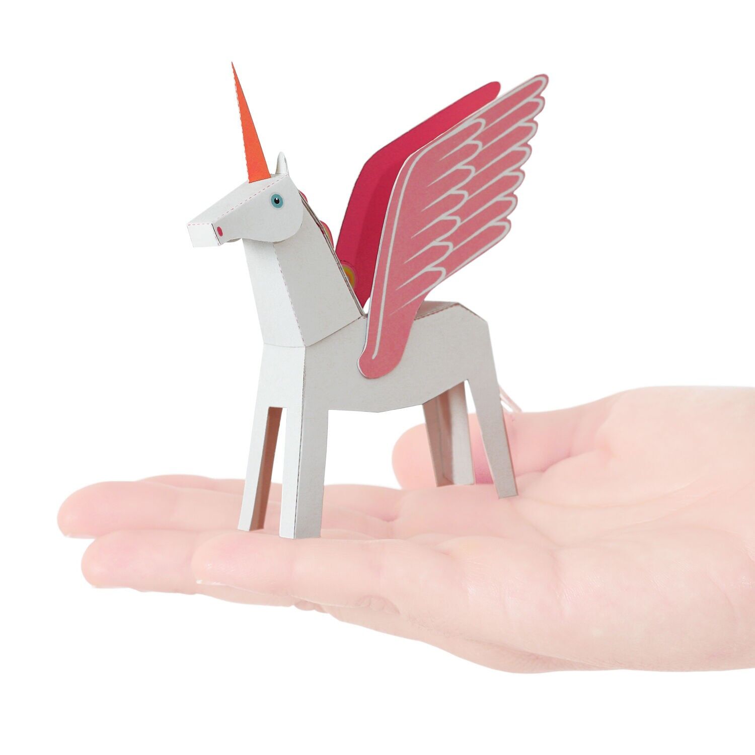 Postal de pegacornio blanco y rosa