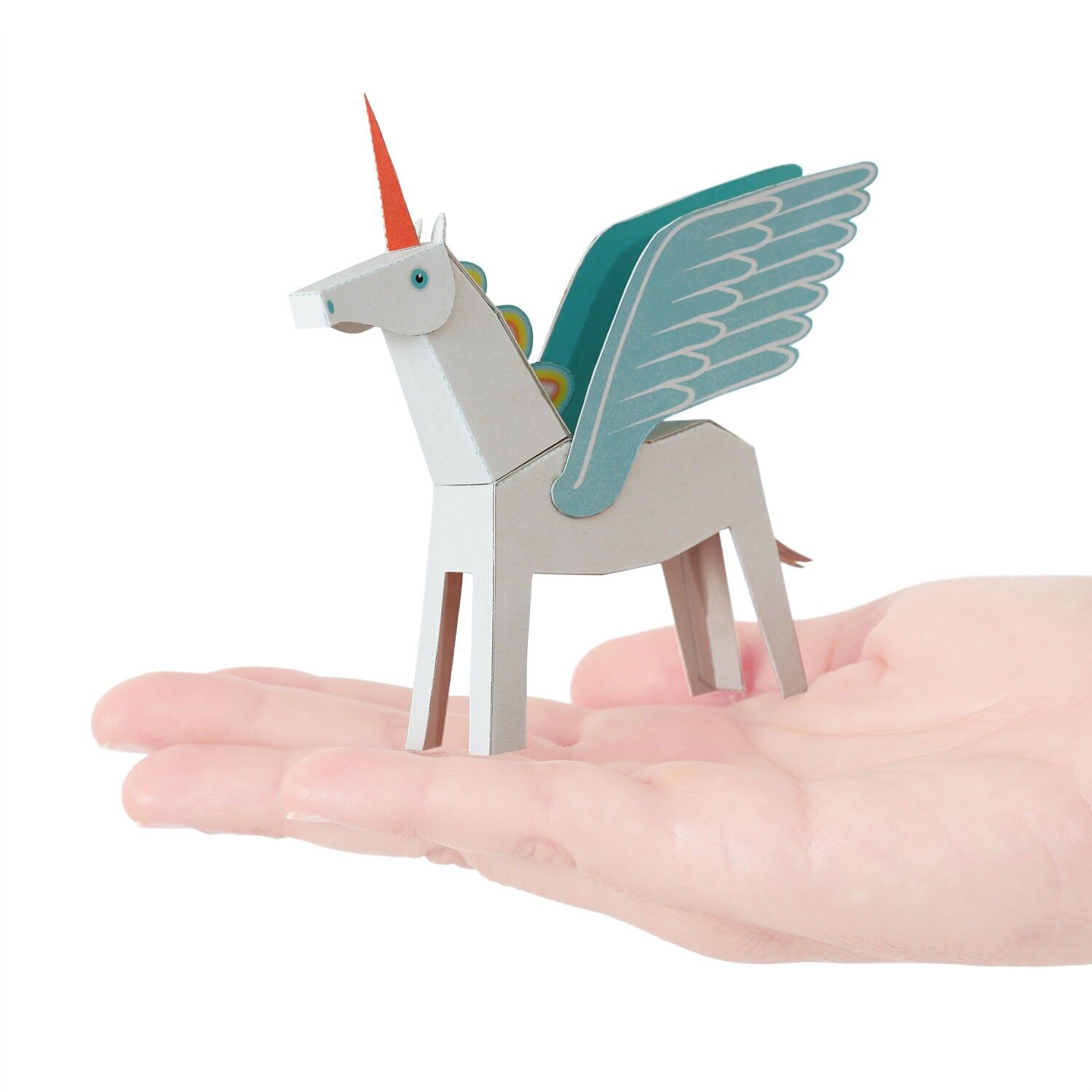 Postal de pegacornio blanco y azul