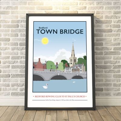 Town Bridge, Bedford, Bedfordshire Print__A3
