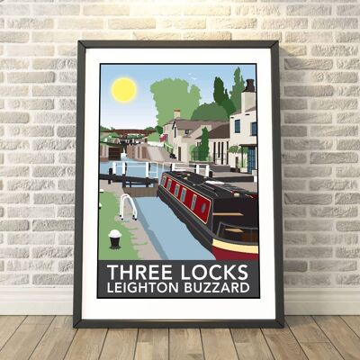 Three Locks, Leighton Buzzard, Bedfordshire Print__A3