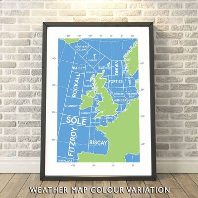 Shipping Forecast Regions Weather Map Print__A3