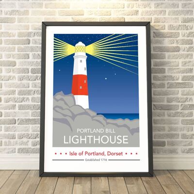 Portland Bill Lighthouse, Dorset Night Print__A3