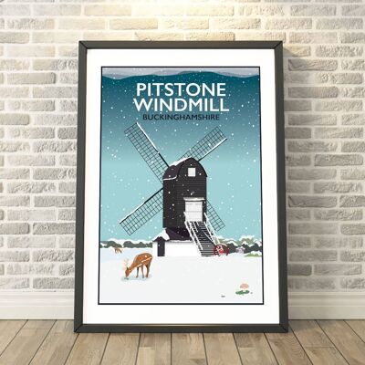 Pitstone Windmill, Buckinghamshire Winter Print__A3