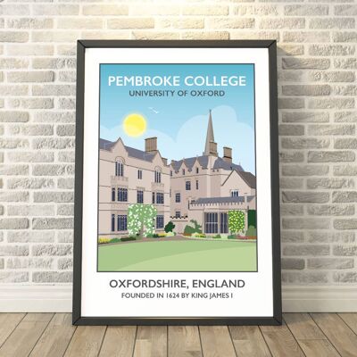 Pembroke College, University of Oxford, Oxfordshire Print__A3