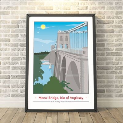 Menai Bridge, Isle of Anglesey, Wales English Day Print__A3