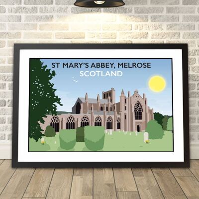 Melrose Abbey, Scotland landscape Print__A3