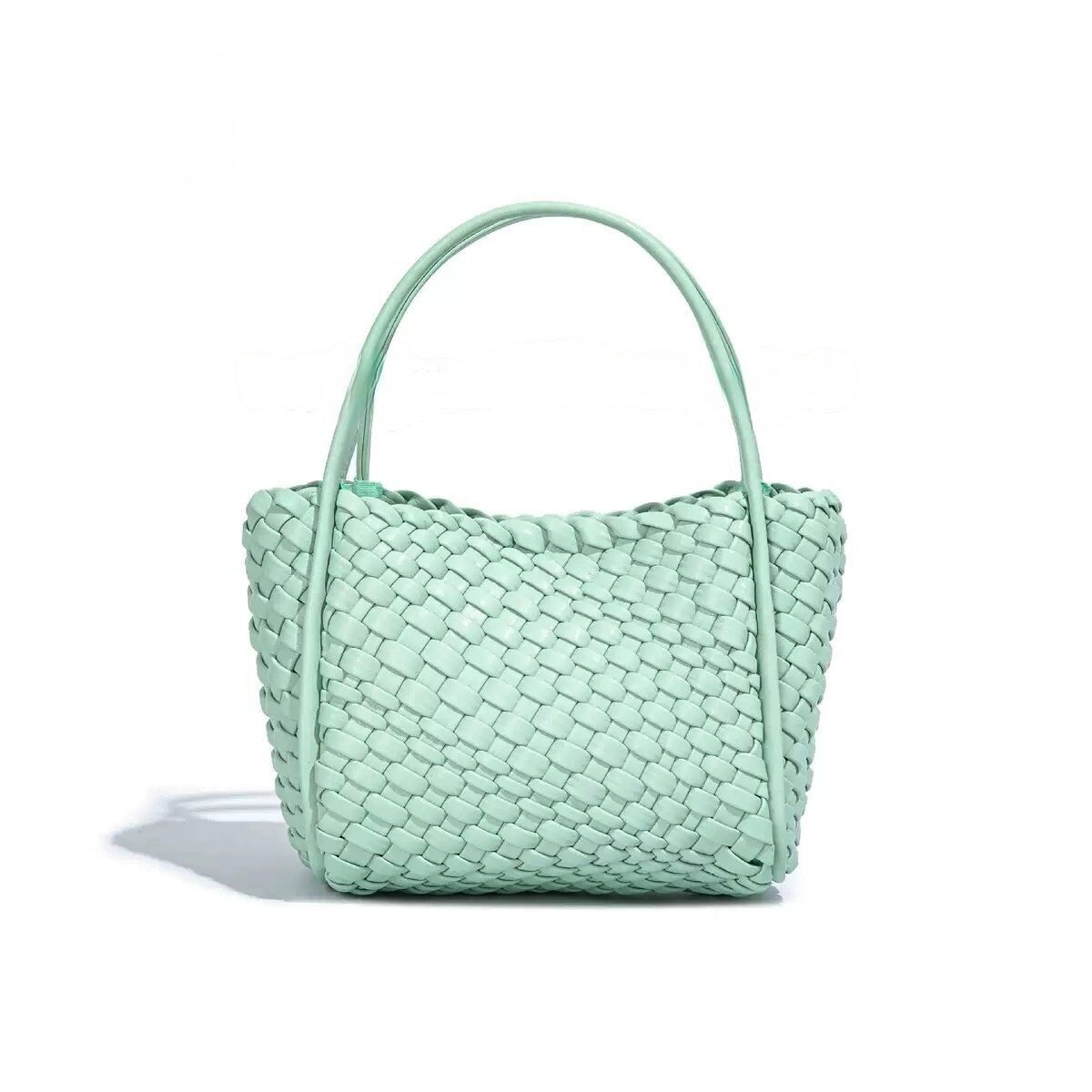 Bunte, vegane, handgewebte Korbtasche für Frühling und Sommer