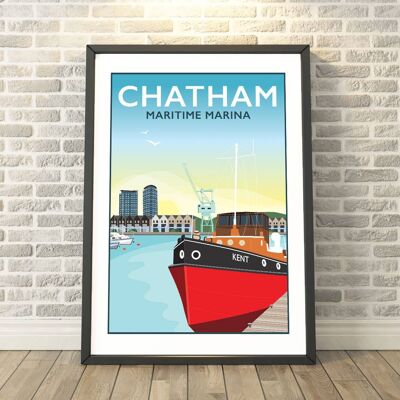 Chatham Maritime Marina, Kent Print__A3