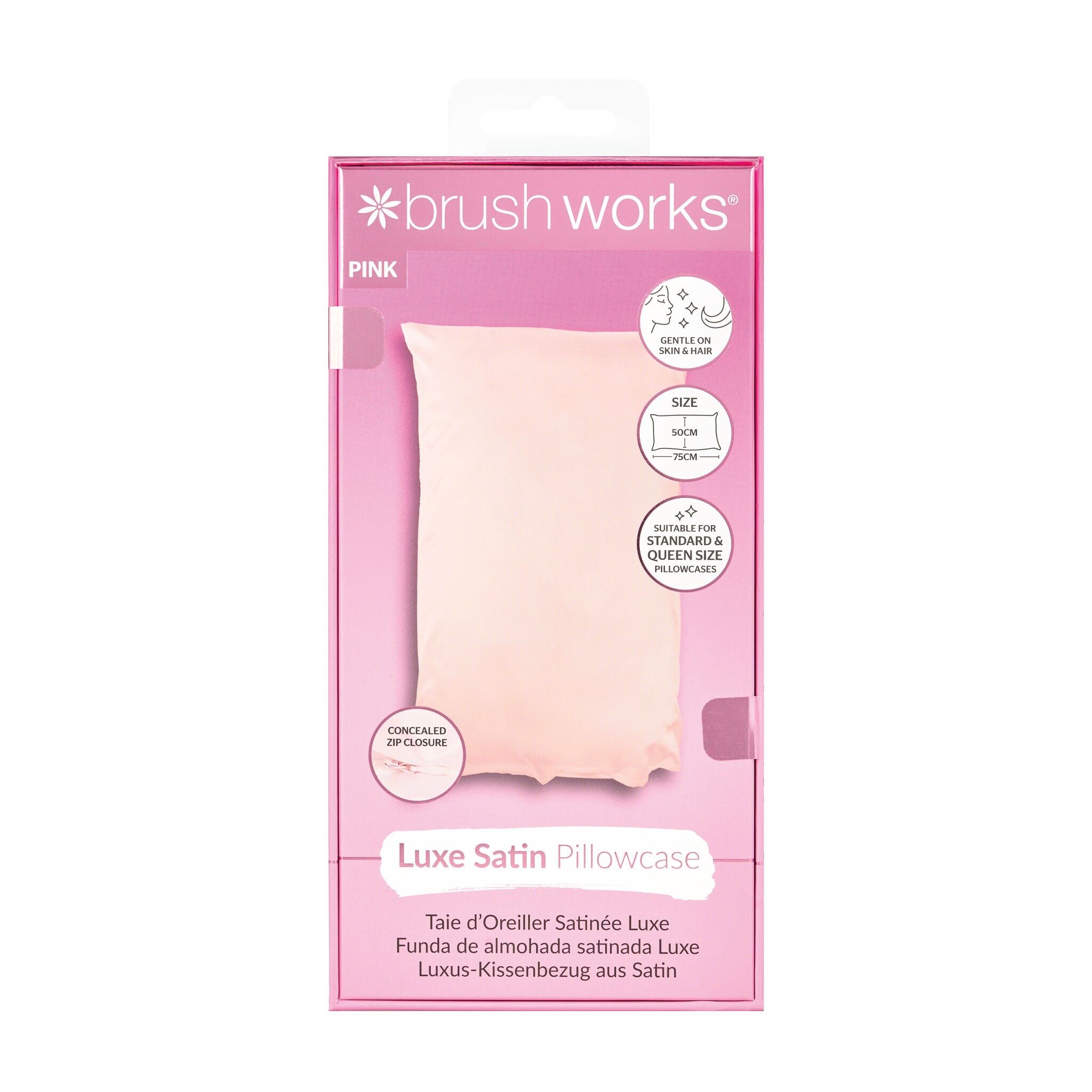 Funda de almohada de satén de lujo Brushworks - Rosa