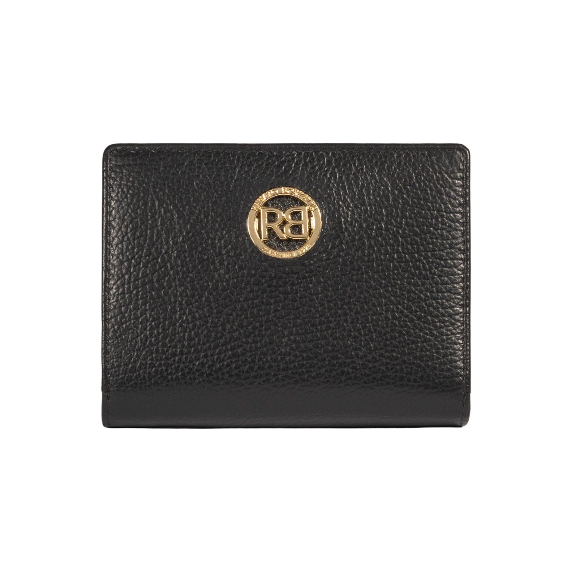 RB1080GA | Damengeldbörse, hergestellt in Italien aus echtem Dollar-Narbenleder. Schwarze Farbe.Abmessungen (geschlossen): 13 x 9 x 2,5 cm