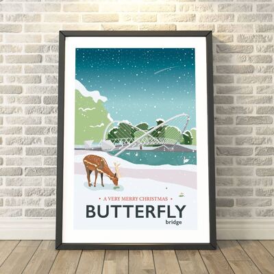 Butterfly Bridge, Bedford, Bedfordshire Winter Print__A3
