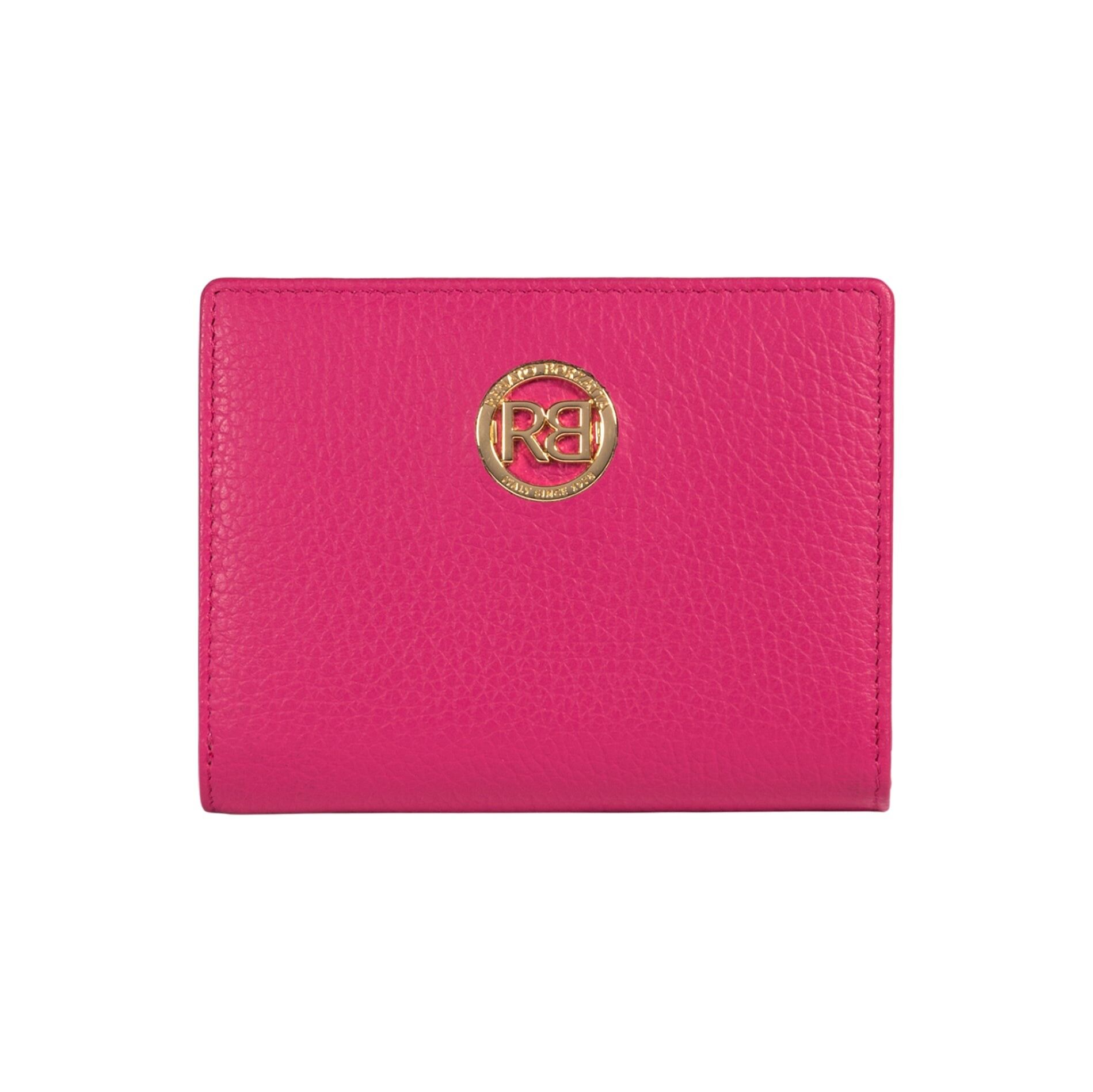 RB1080GBE | Women's Wallet Made in Italy in Genuine Dollar Grain Leather. Fuchsia color.Dimensions (when closed): 13 x 9 x 2.5 cm