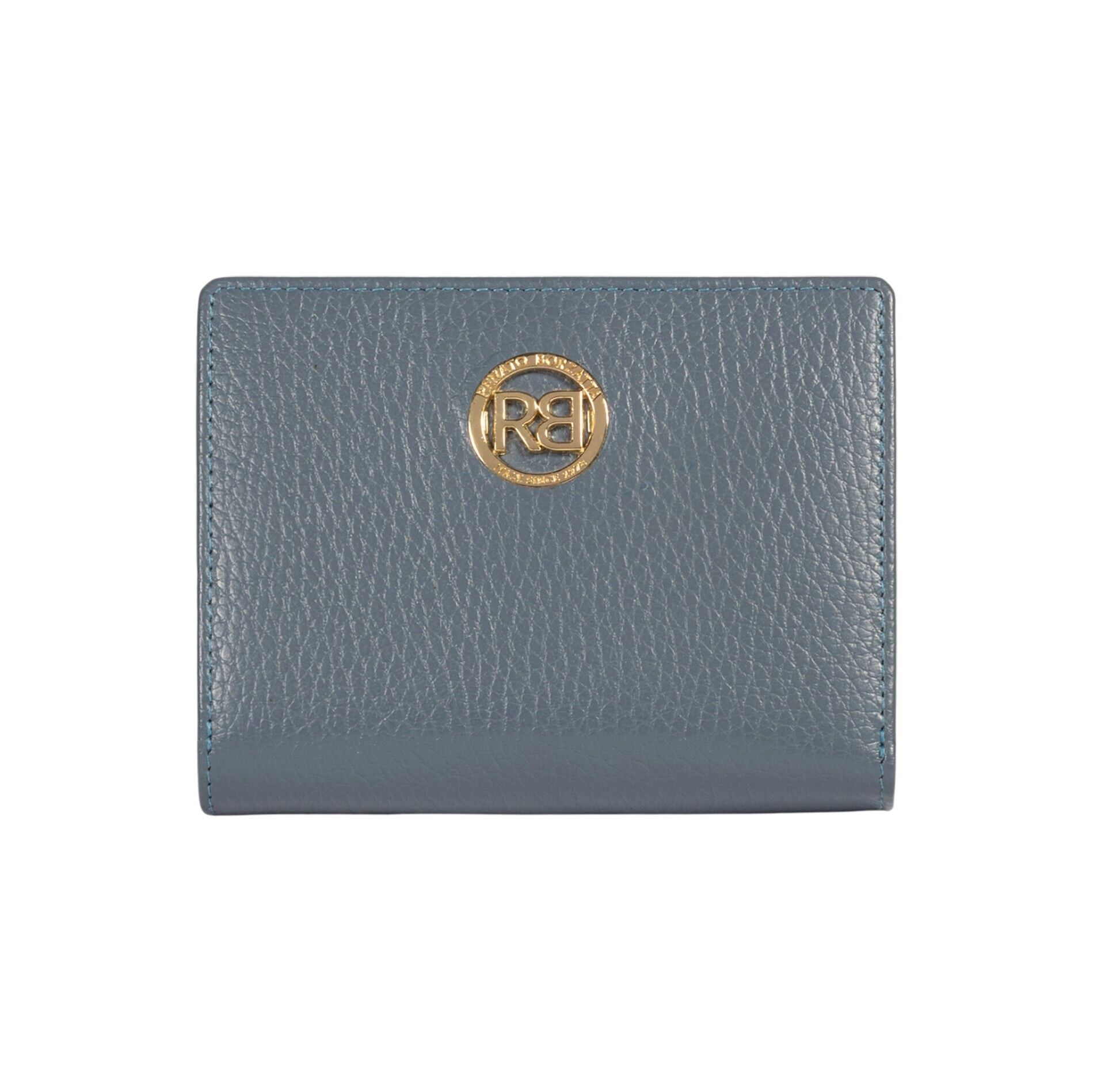 RB1080GP | Women's Wallet Made in Italy in Genuine Dollar Grain Leather. Aviation color.Dimensions (when closed): 13 x 9 x 2.5 cm