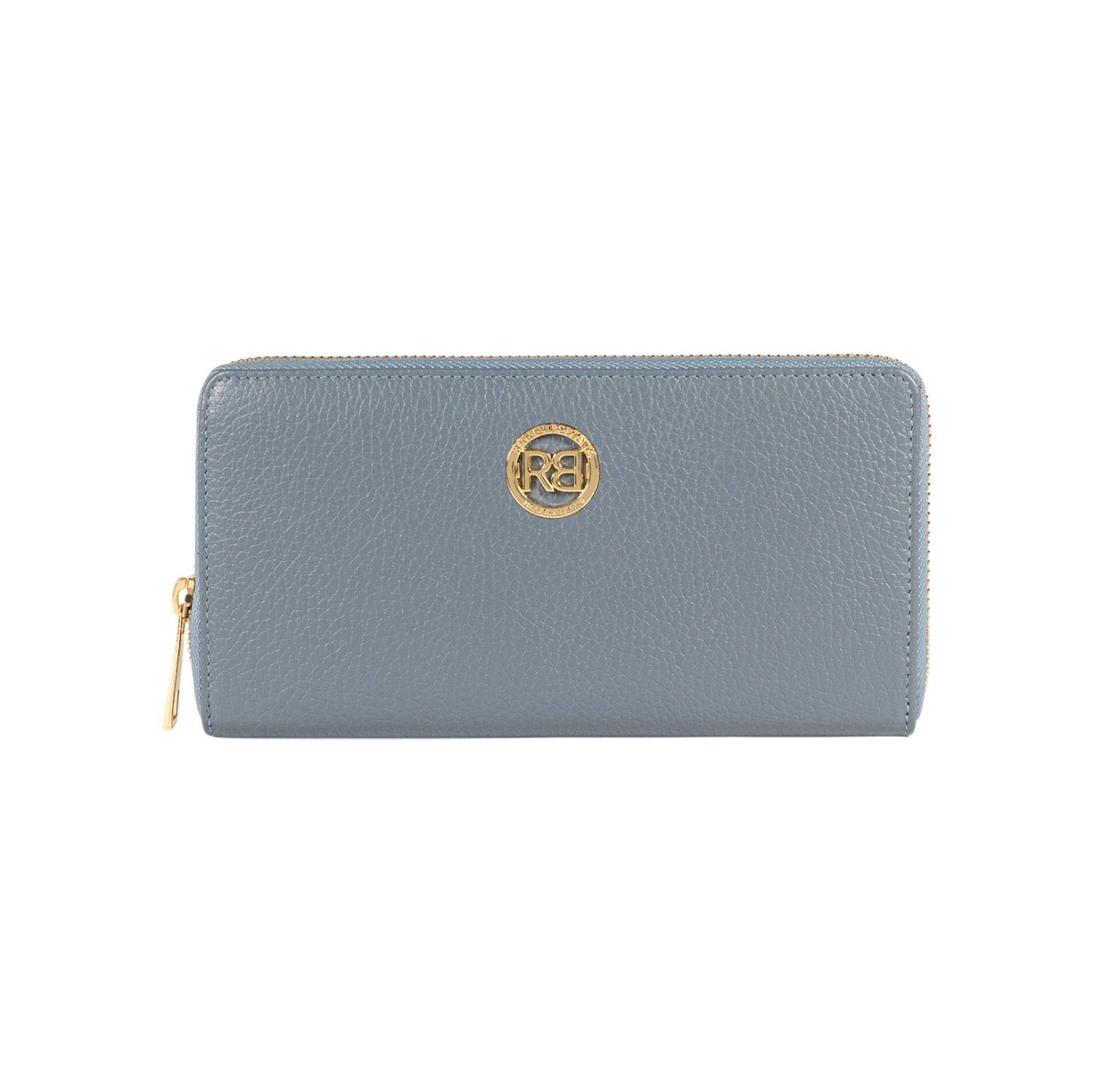 RB1081GP | Women's Zip Around Wallet Made in Italy in Genuine Dollar Grain Leather. Aviation color.Dimensions: 20 x 10 x 2.5 cm
