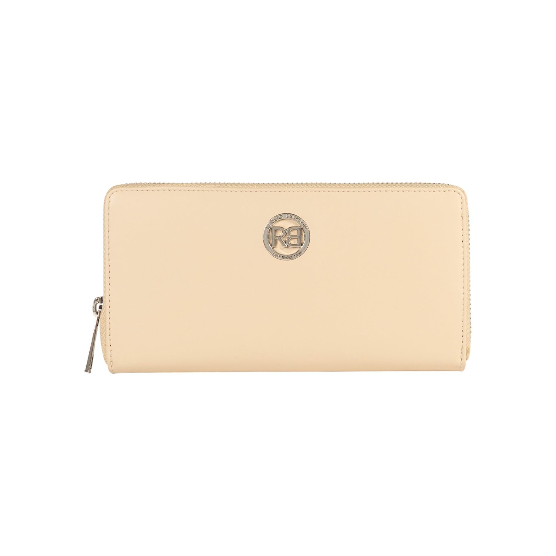 RB1084SAL | Women's Zip Around Wallet Made in Italy in Genuine Smooth Matte Leather. Beige color.Dimensions: 20 x 10 x 2.5 cm