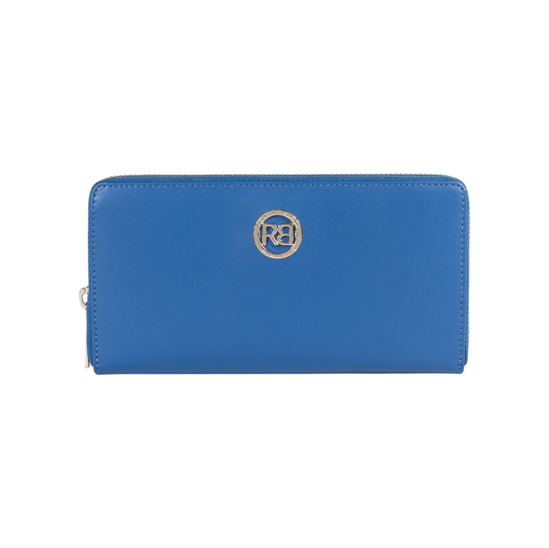 RB1084SCH | Women's Zip Around Wallet Made in Italy in Genuine Smooth Matte Leather. Royal Blue color.Dimensions: 20 x 10 x 2.5 cm