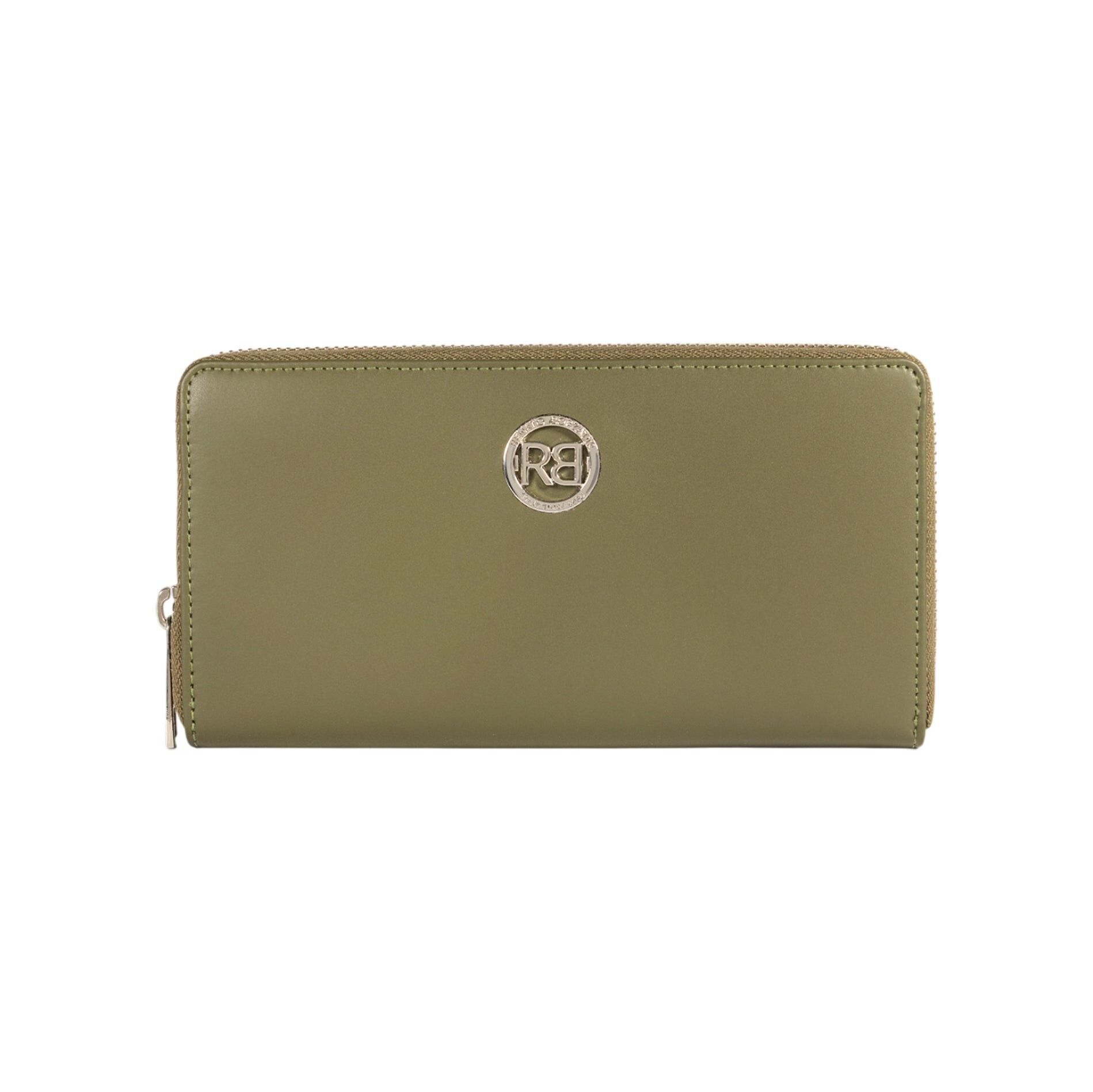 RB1084SE | Women's Zip Around Wallet Made in Italy in Genuine Smooth Matte Leather. Color Green.Dimensions: 20 x 10 x 2.5 cm