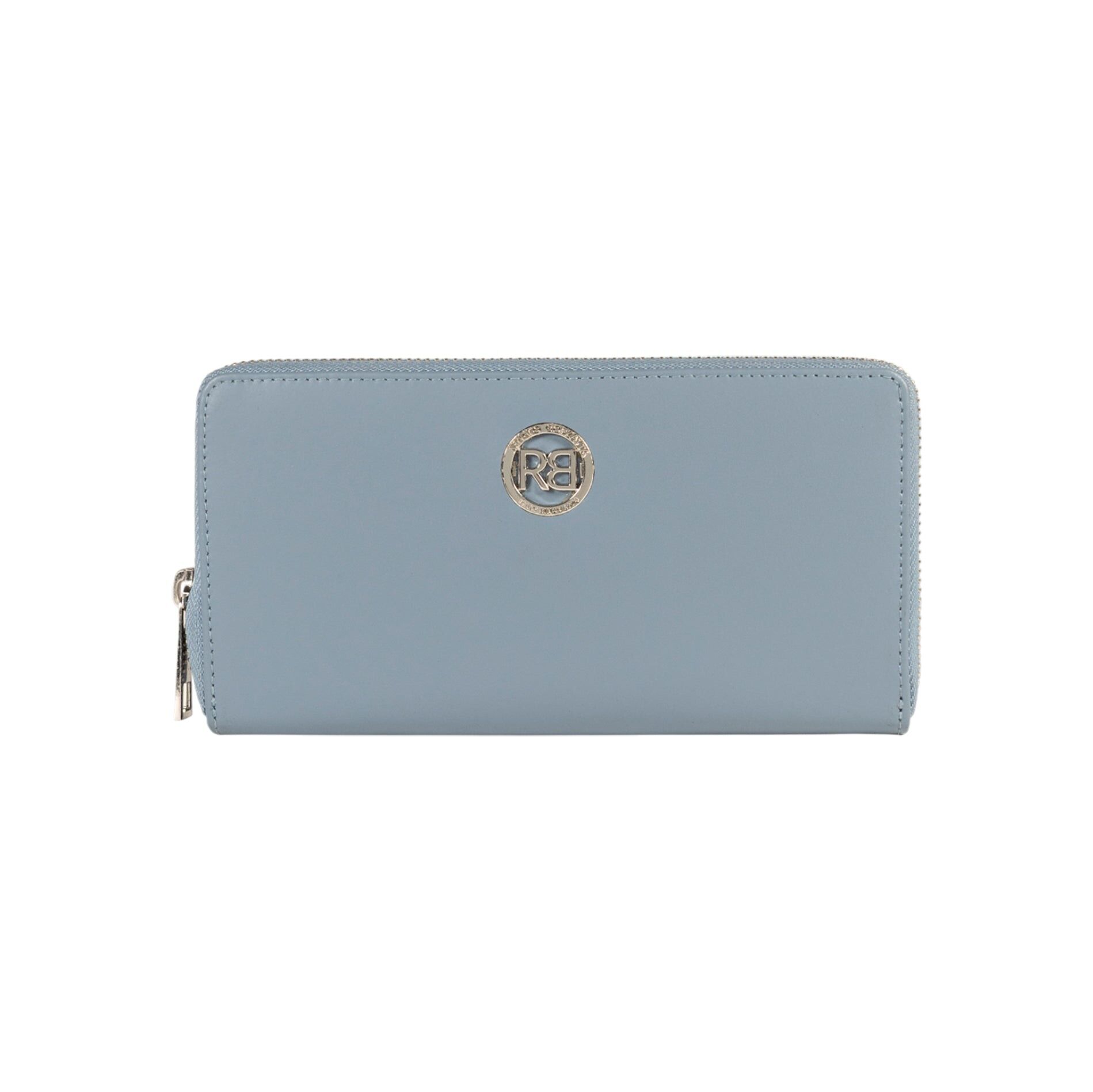 RB1084SP | Women's Zip Around Wallet Made in Italy in Genuine Smooth Matte Leather. Aviation color.Dimensions: 20 x 10 x 2.5 cm