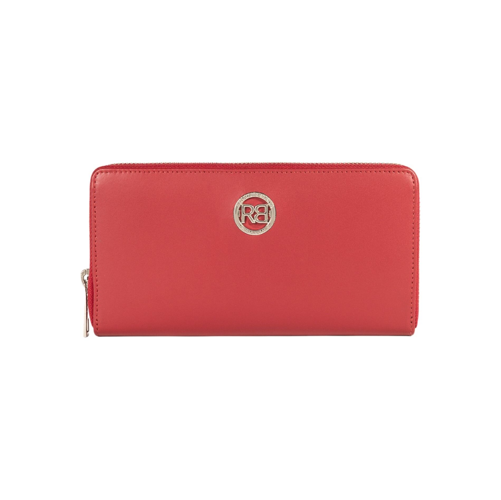 RB1084SV | Women's Zip Around Wallet Made in Italy in Genuine Smooth Matte Leather. Color Red.Dimensions: 20 x 10 x 2.5 cm