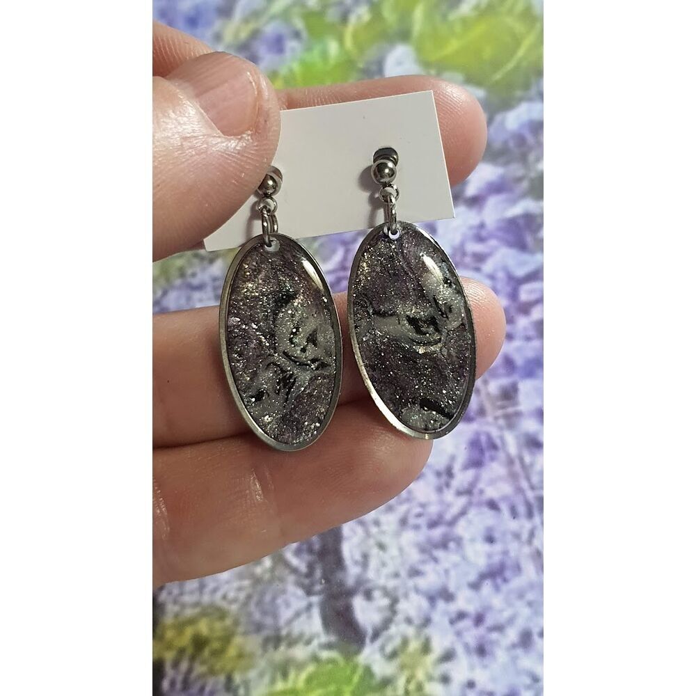 #1244-2 – Oval earrings Metamorphosis Celestial Whirlwind