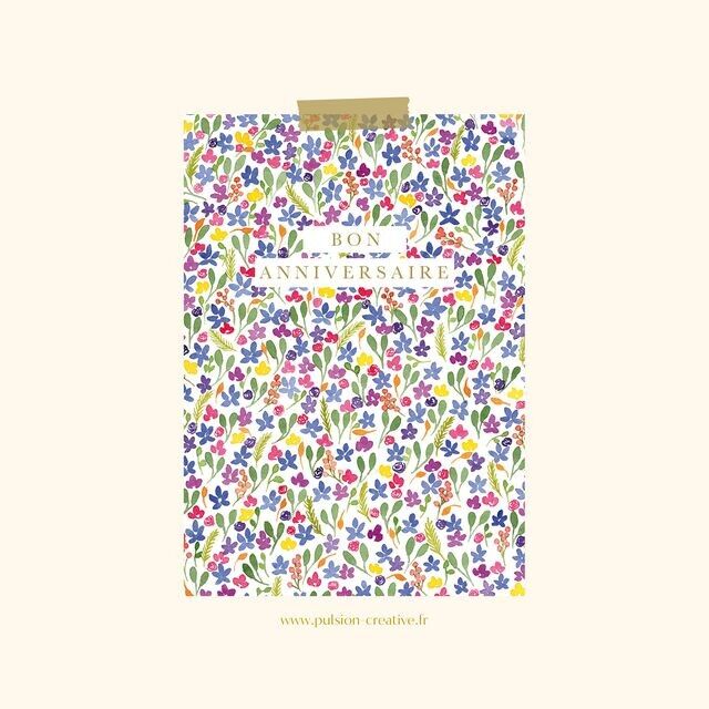 Carte postale florale A6 - Bon anniversaire
