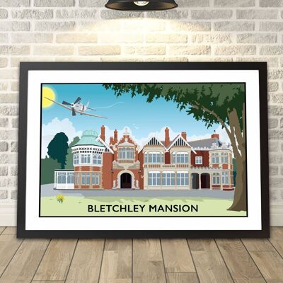 Bletchley Mansion, Buckinghamshire Print__A3 / Landscape