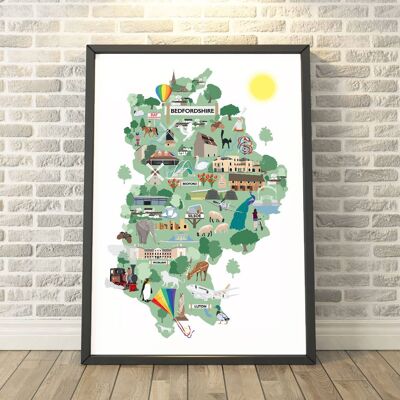 Bedfordshire Sights Map Print__A3