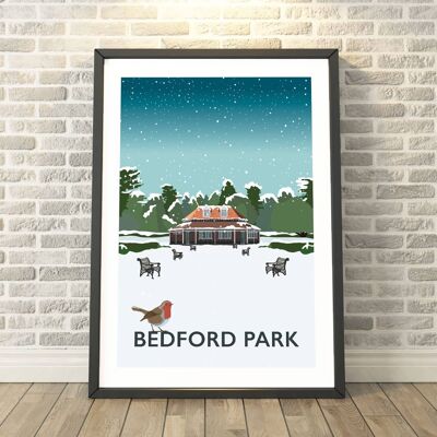 Bedford Park, Winter Bedfordshire Print__A3
