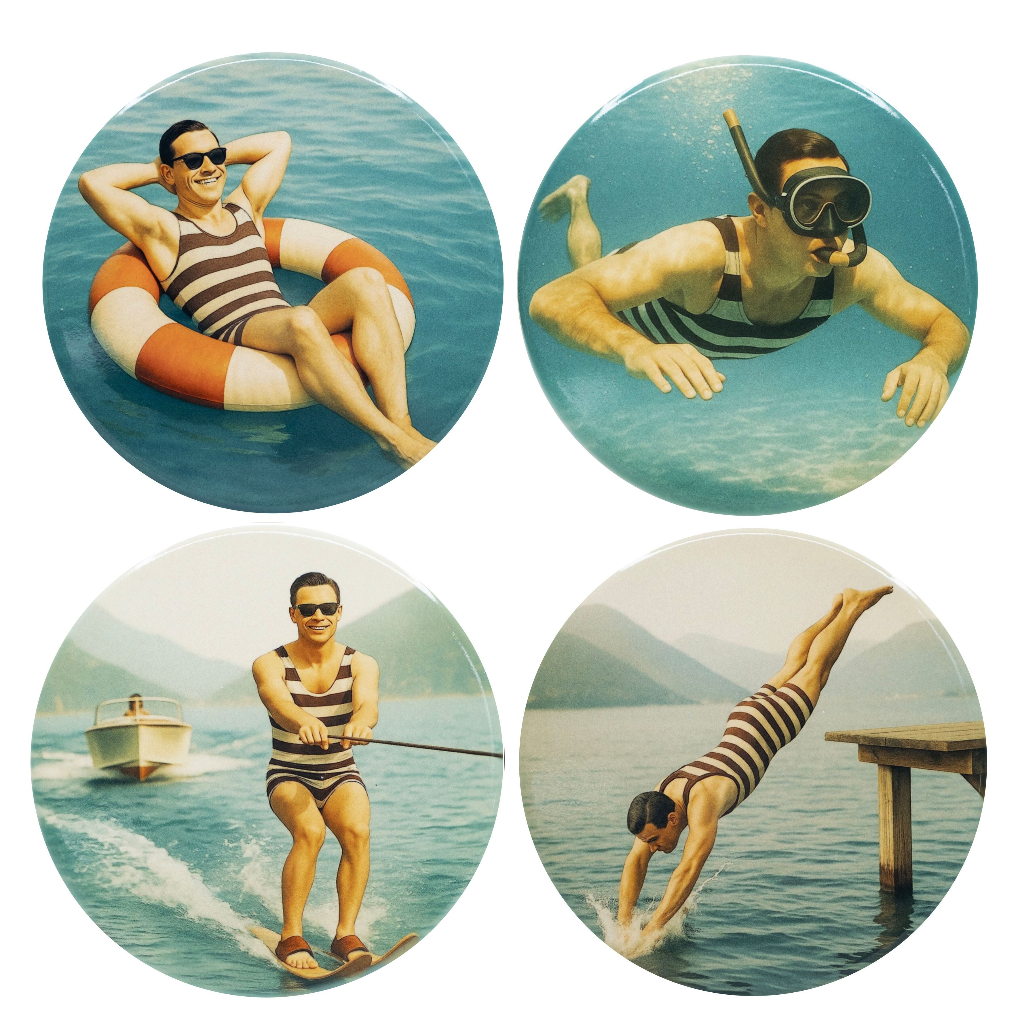 Ceramic coasters (Set of 4) under glass - Full Sun