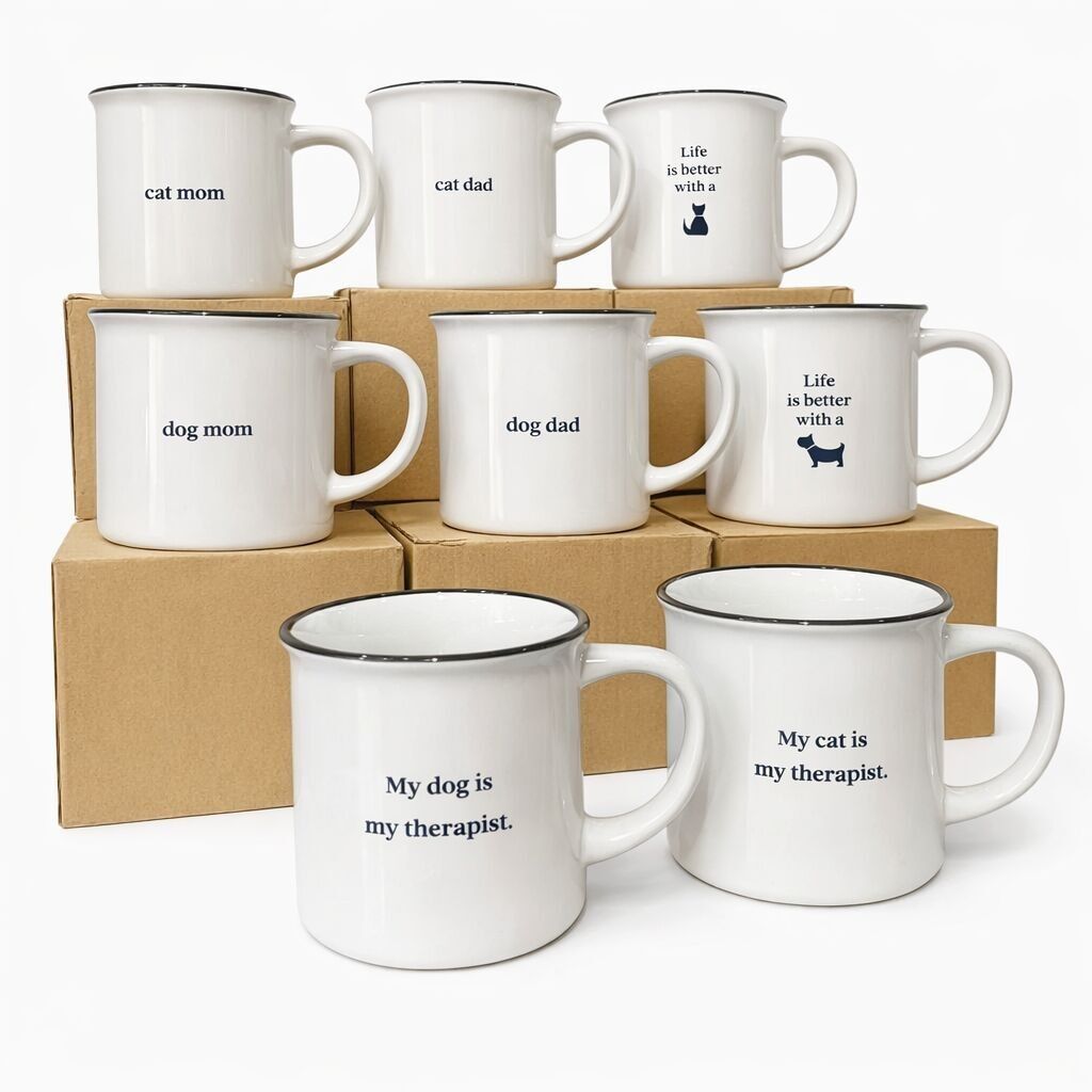 Confezione Discovery da 8 tazze in ceramica per gli amanti degli animali