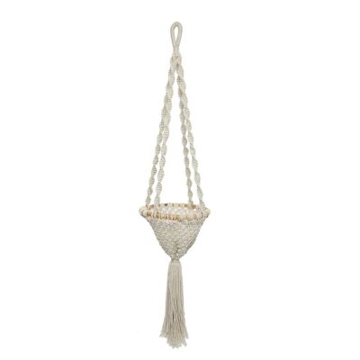 Portapiante Twisted Macramé - Bianco naturale - L