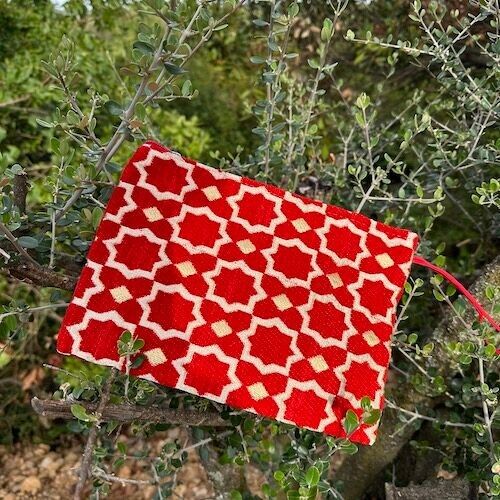 Pochette Zellige rouge - Authentique pochette artisanale marocaine