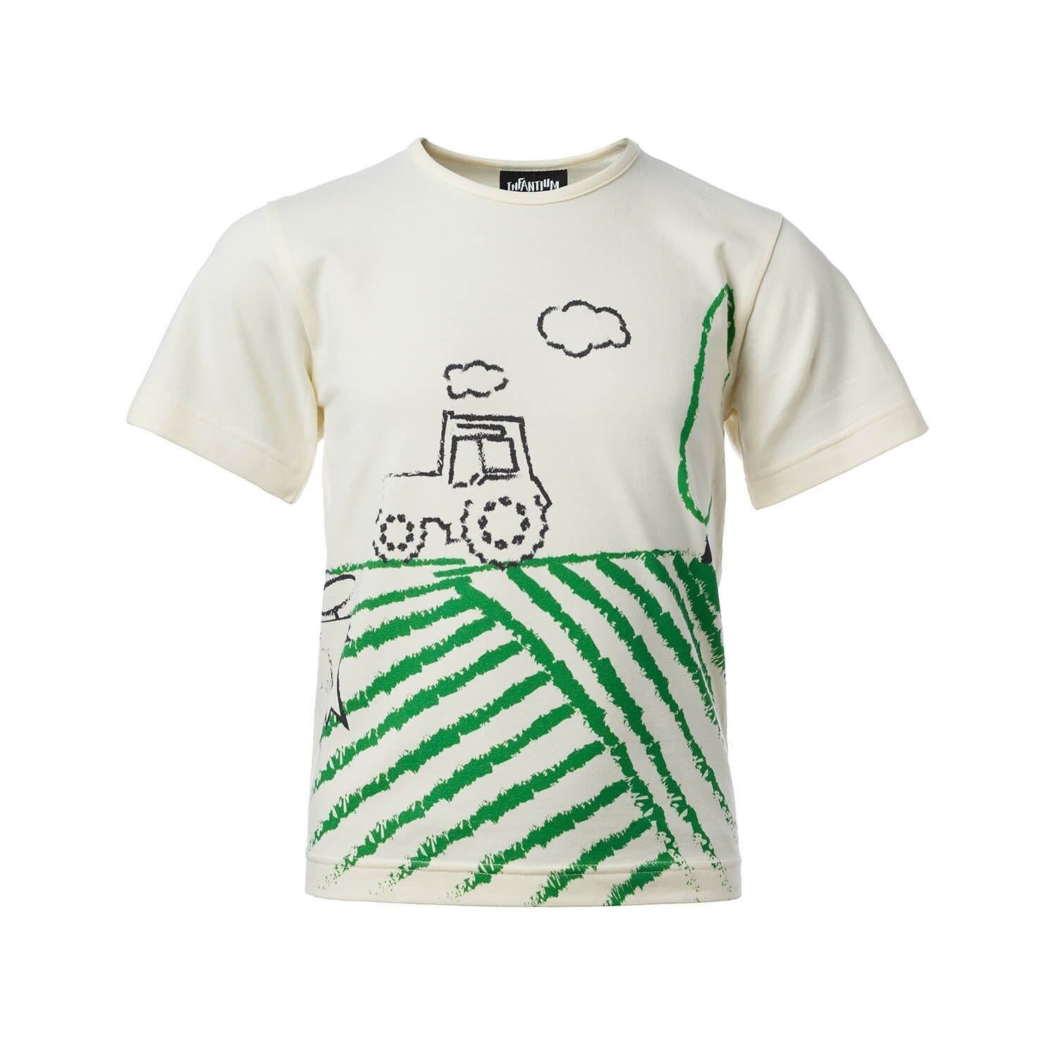 Off-White short-sleeved T-shirt with tractor print