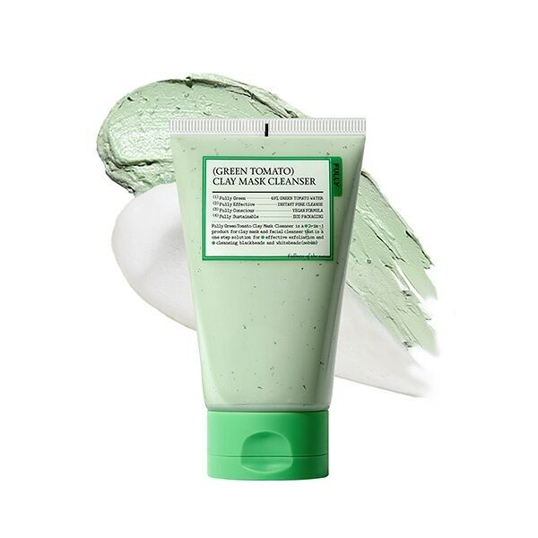 Mascarilla de arcilla desintoxicante de tomate verde FULLY, minimiza los poros, elimina puntos negros, controla el sebo, exfolia, vegana, limpiador facial, piel sensible, cuidado de la piel coreano (120 ml)