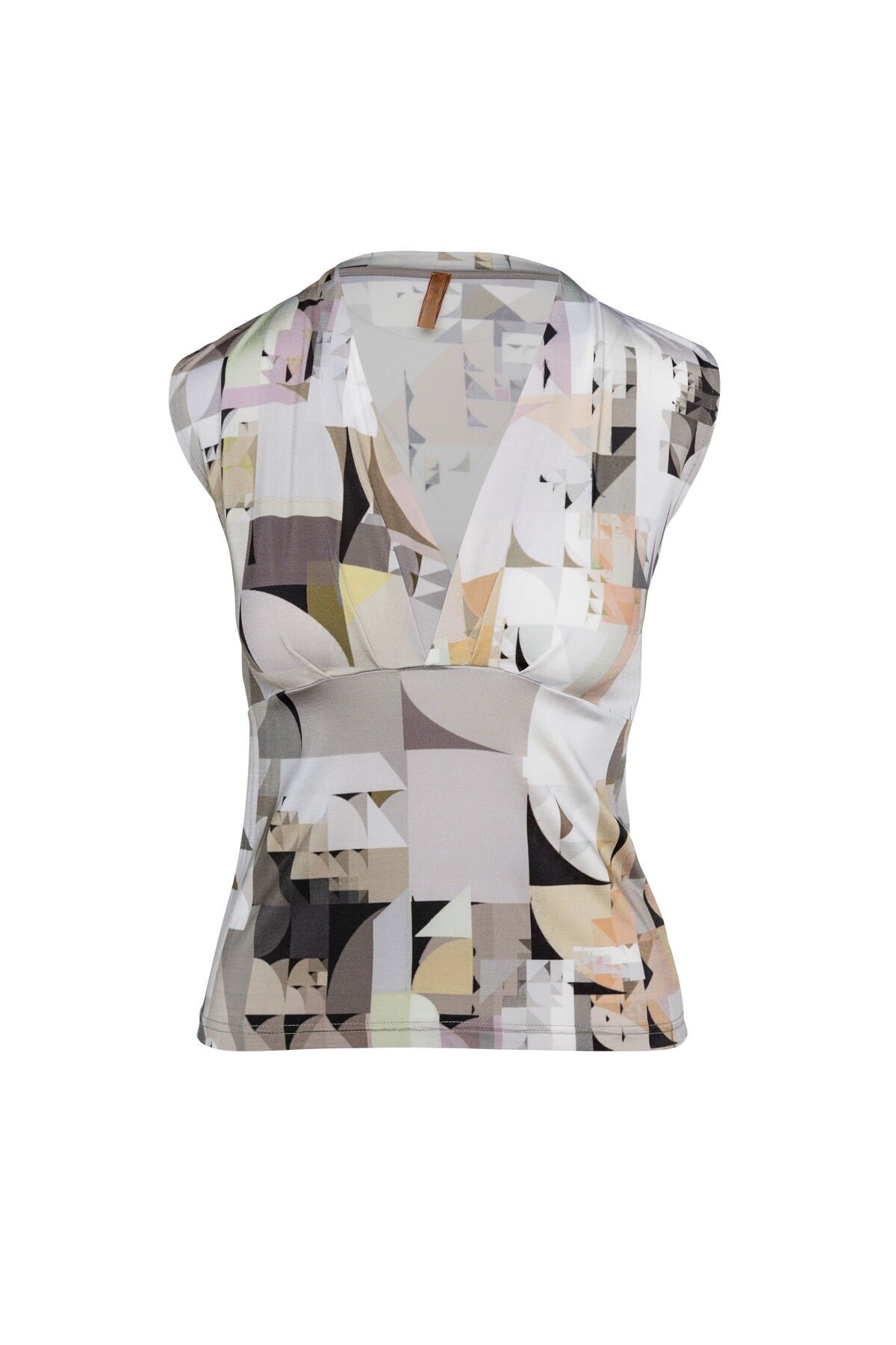 Top stampato con scollo a V