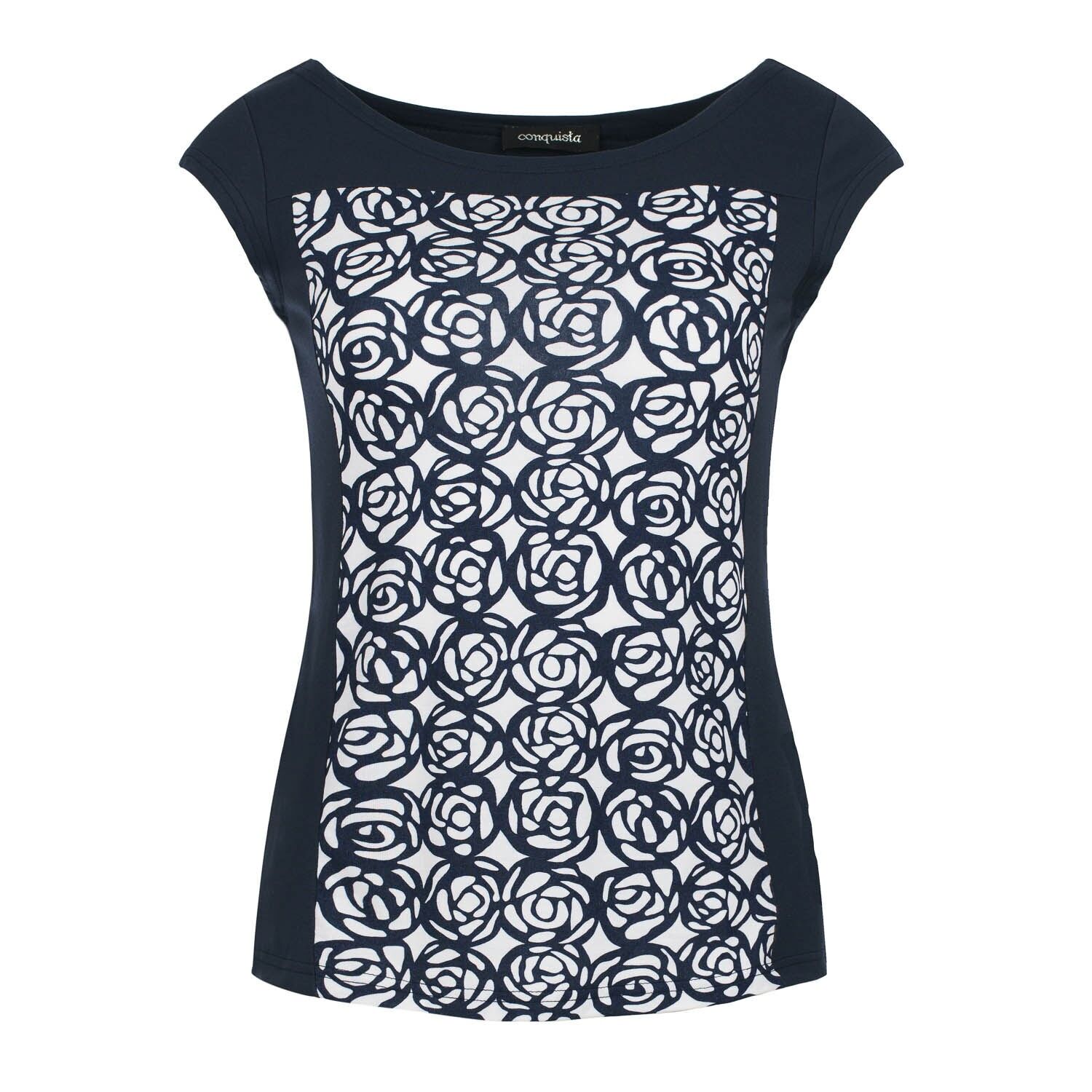 Elegante top aderente con maniche a pipistrello e motivo floreale