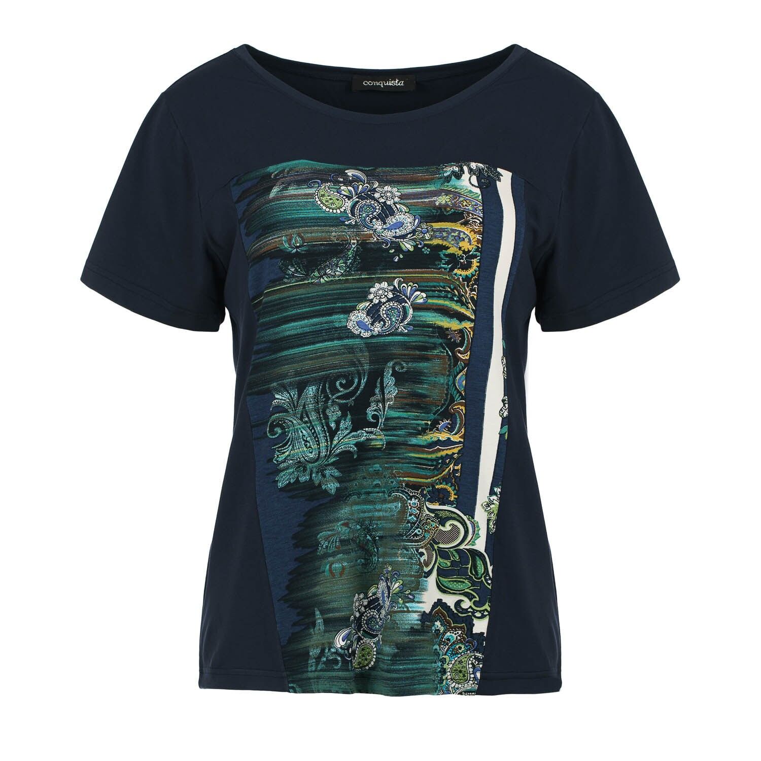 Top in jersey di viscosa con stampa paisley verde artistico