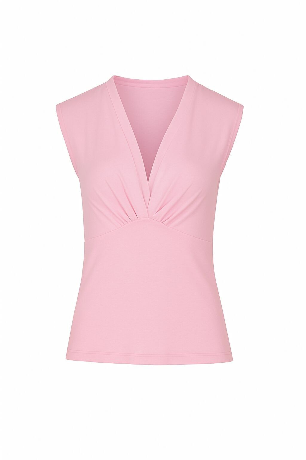 Top aderente senza maniche con scollo a V rosa – Tessuto morbido in misto viscosa