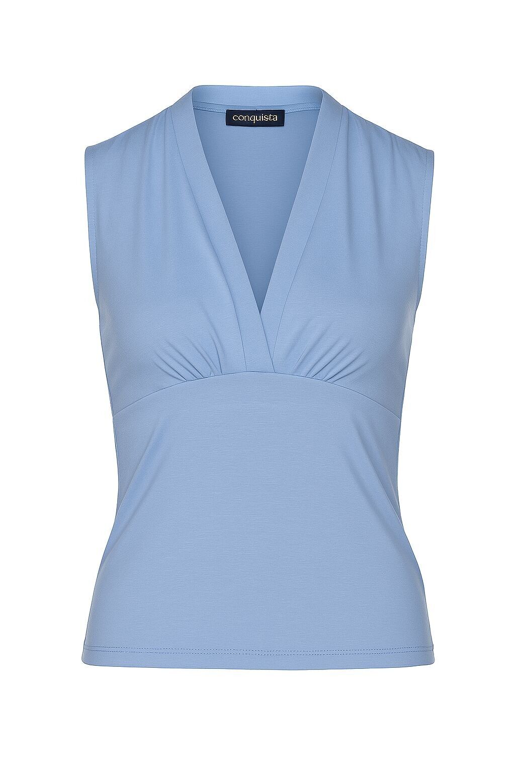 Top aderente senza maniche con scollo a V Blue Bell – Tessuto morbido in misto viscosa