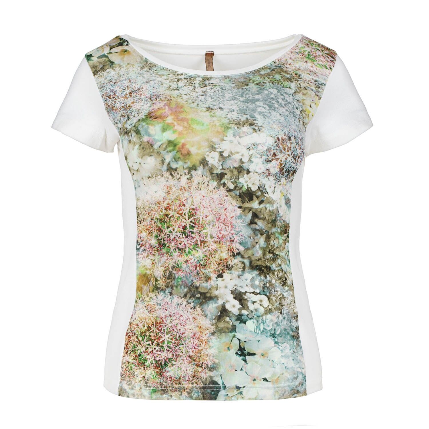 Top bianco con stampa floreale a maniche corte