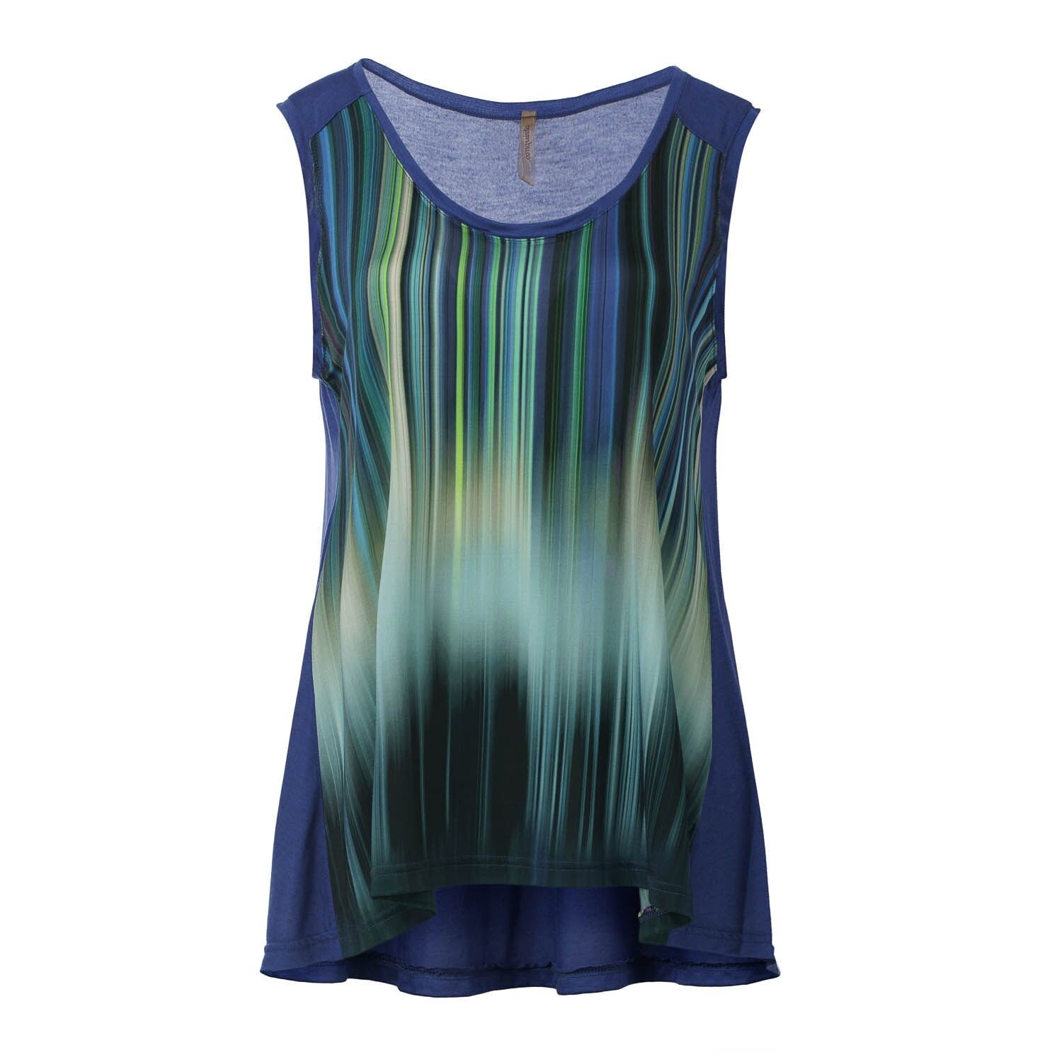 Top senza maniche a trapezio con righe sfumate