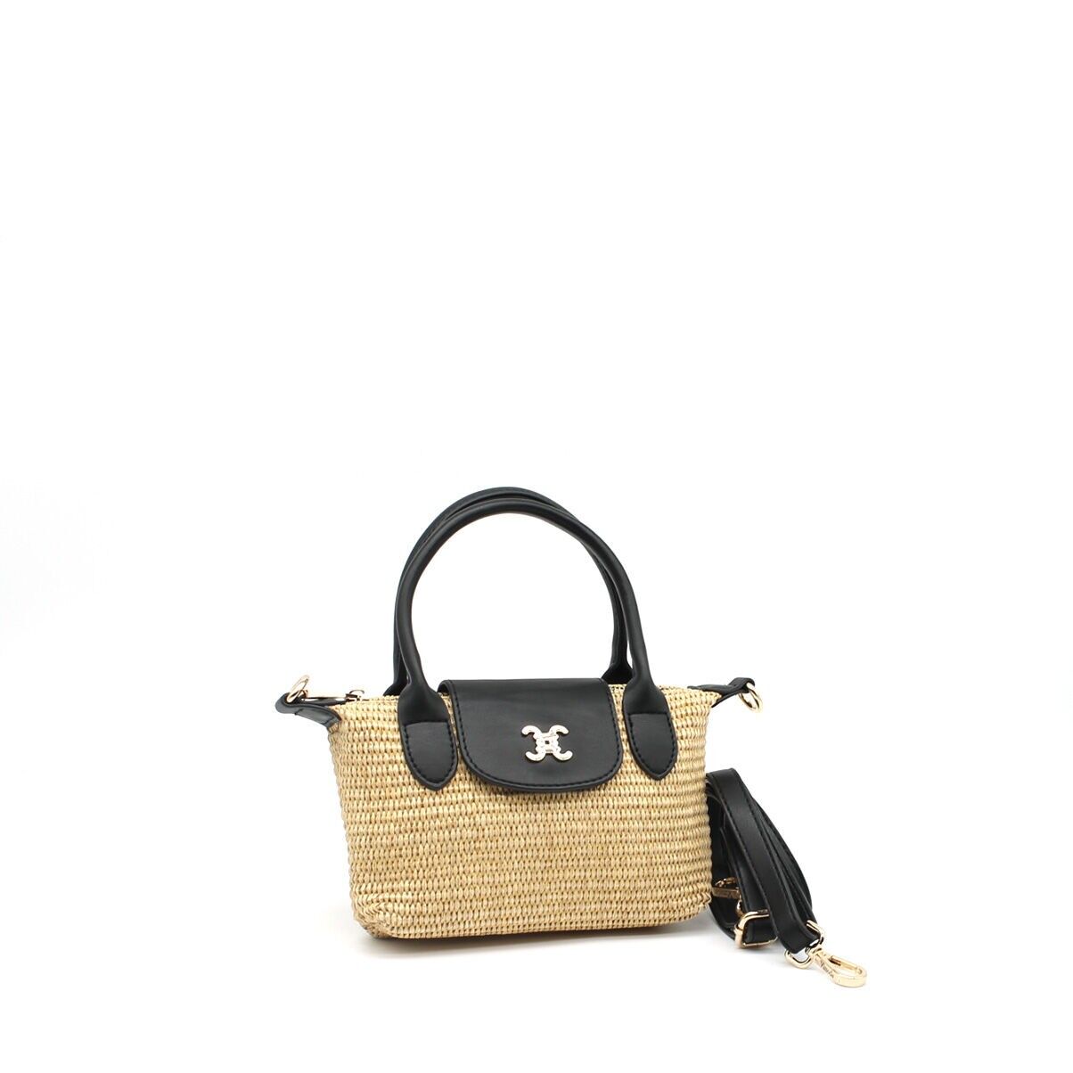 Bolso trenzado con pequeño logotipo CC – Mini bolso bandolera