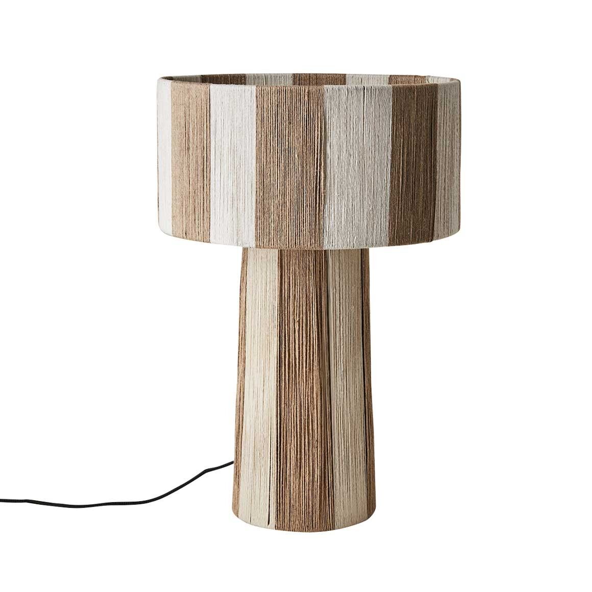 Abat-jour en raphia beige à rayures | Abat-jour bohème tissé naturel