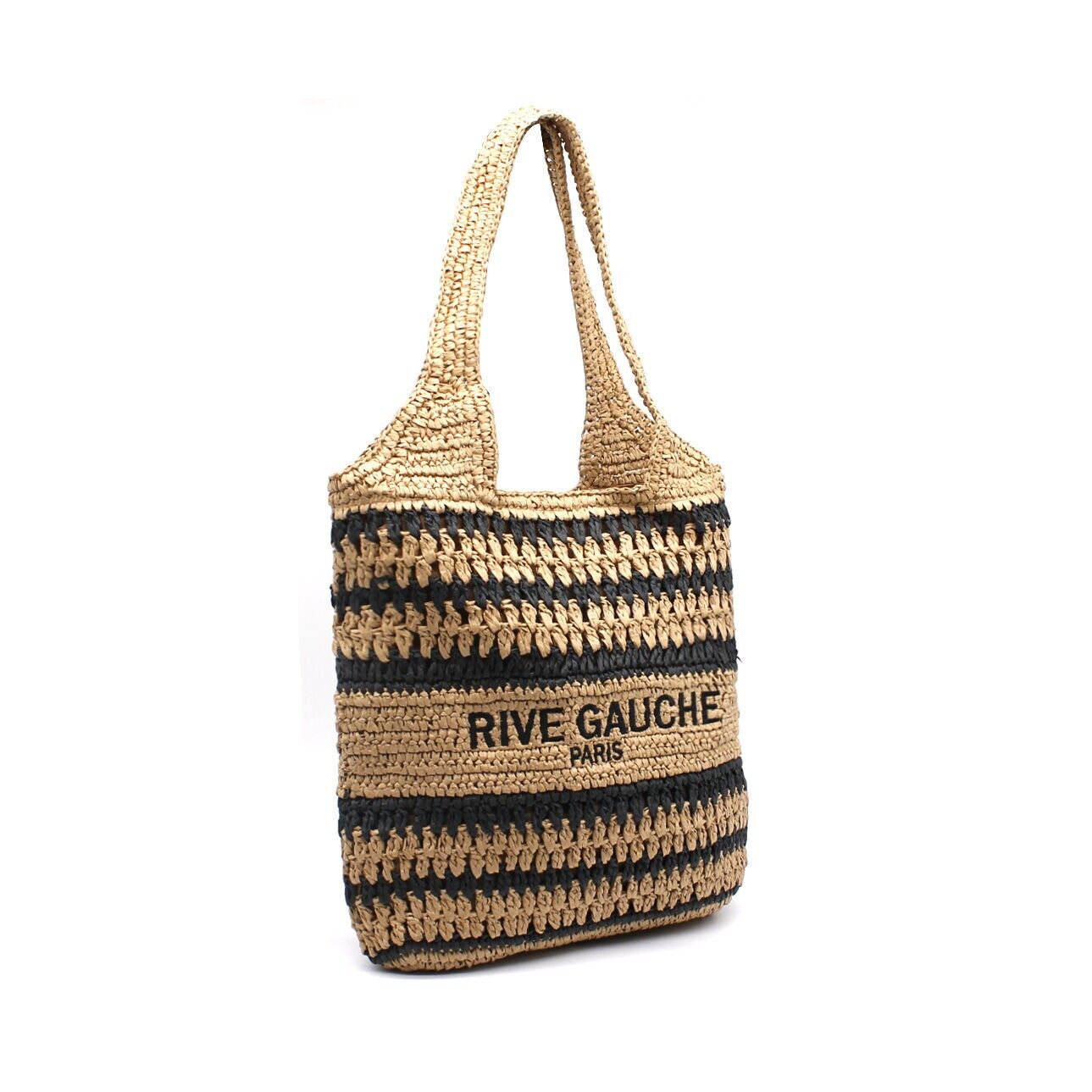 Bolsa de papel trenzada de verano con el logotipo de Rive Gauche